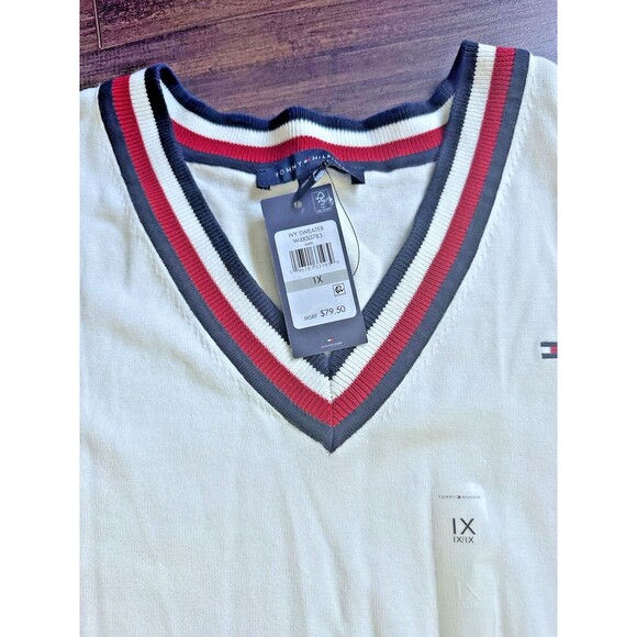 Tommy Hilfiger Women's Plus Size V-Neck Sweater Modern Casual Ivory off White 1X - Picture 5 of 7